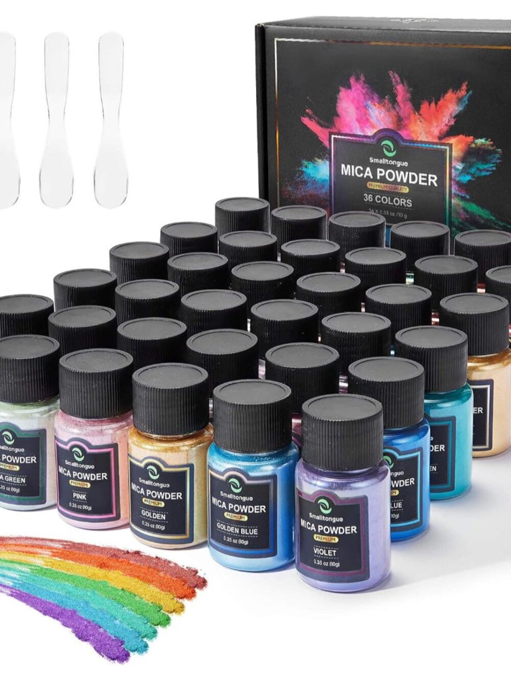 Mica Powder, 36 Colors 10g, Pigment for Epoxy Resin, Soap, Bath Bomb